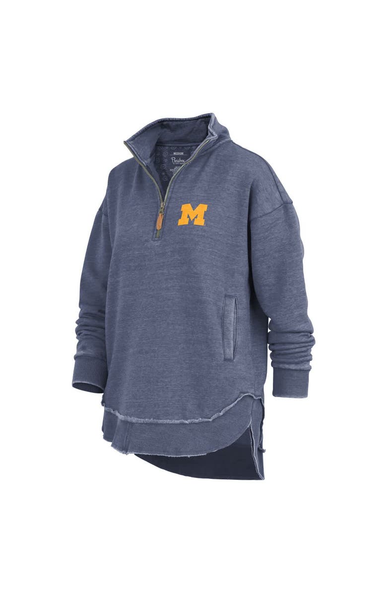 PRESSBOX Women's Pressbox Navy Michigan Wolverines Northfork Sojourn Poncho Quarter-Zip Sweatshirt, Alternate, color, Navy