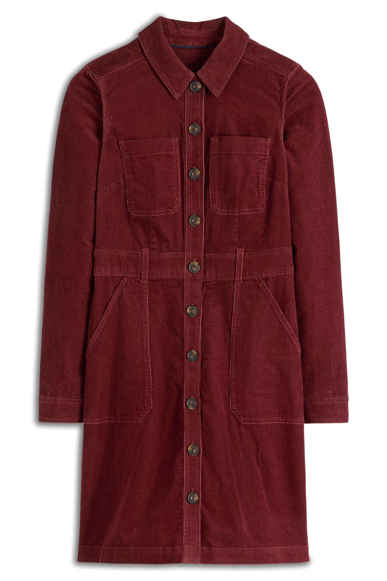 Long Sleeve Corduroy Shirtdress, Alternate, color, CHESTNUT