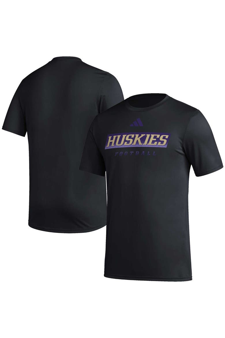 Men's adidas Black Washington Huskies Football Practice AEROREADY Pregame T-Shirt, Main, color, Black