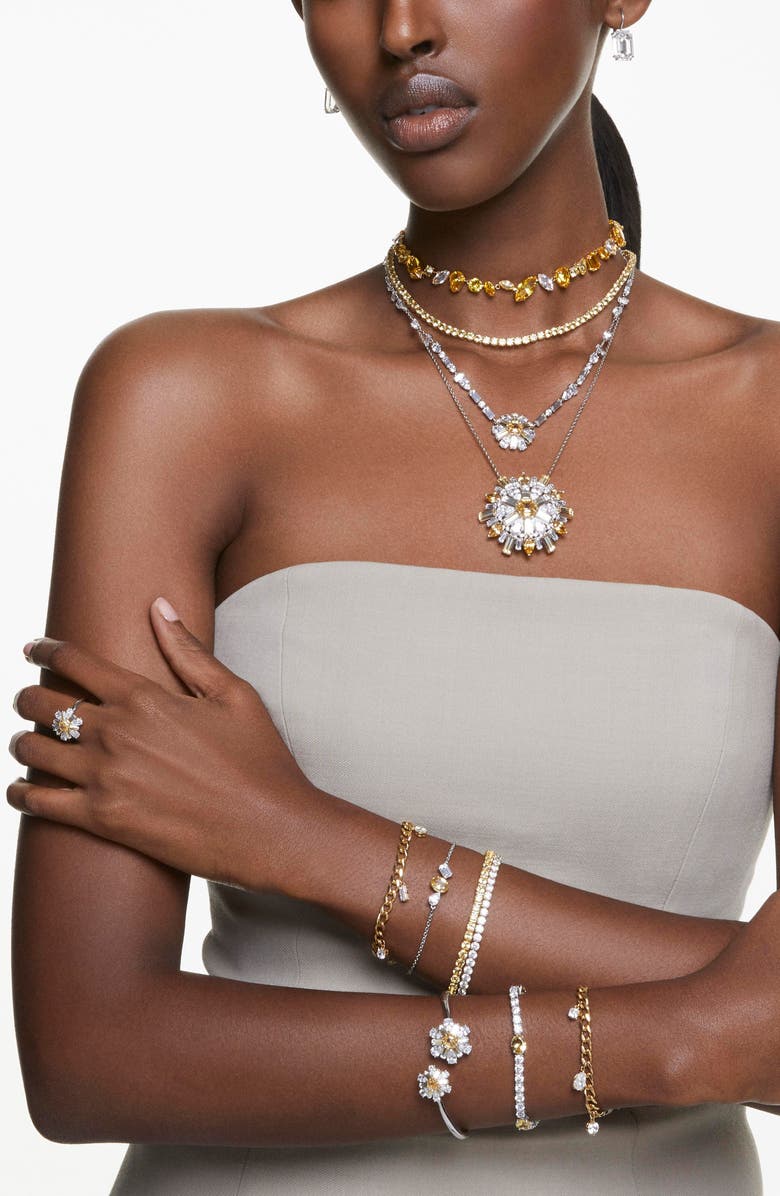 Swarovski Idyllia Crystal Floral Cap Bangle, Alternate, color, 