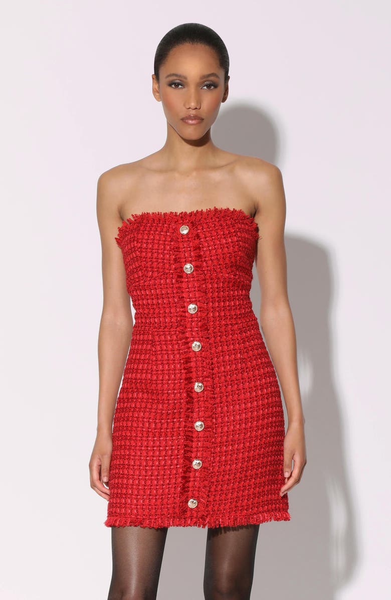 Walter Baker Bridget Strapless Tweed Minidress, Alternate, color, Poinsettia Tweed