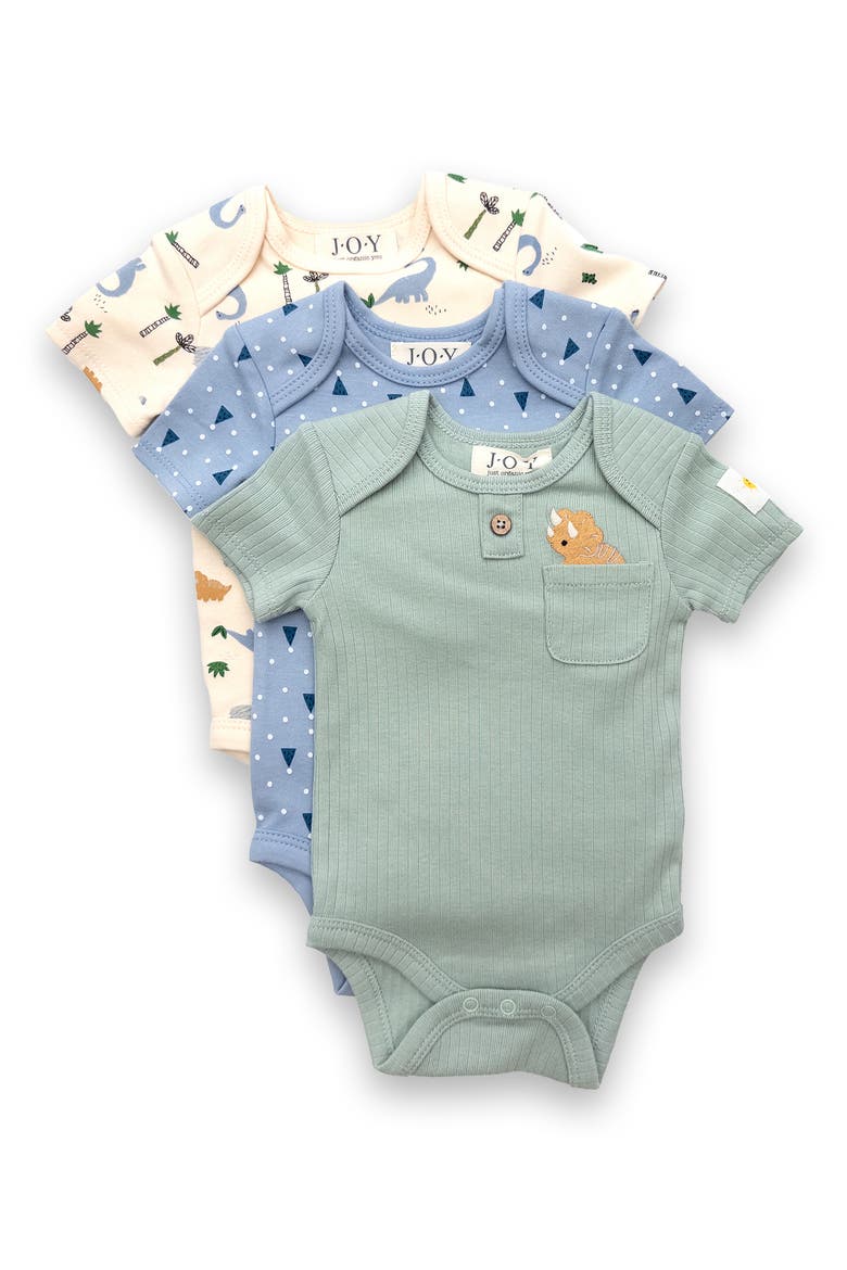 3-Pack Assorted Bodysuits, Main, color, BEIGE/ BLUE/ GREEN ASSORTED