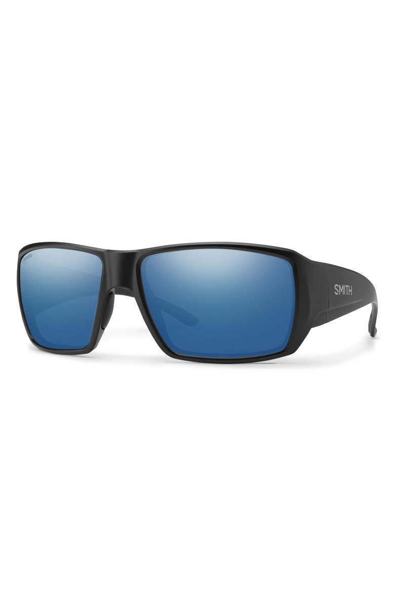 Smith Guide's Choice 58mm ChromaPop<sup>™</sup> Polarized Wraparound Sunglasses, Alternate, color, Black / Chromapop Glass Blue