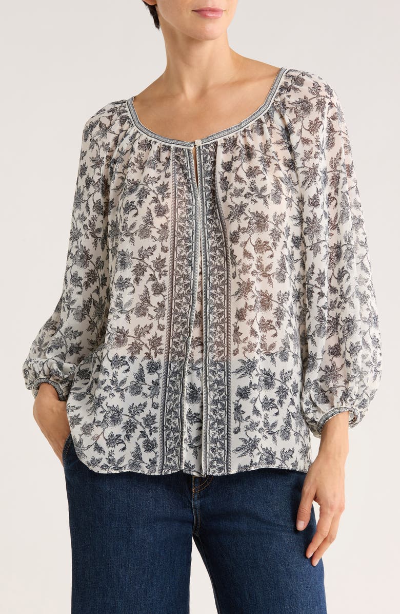 MAX STUDIO V-Neck Long Sleeve Georgette Top, Main, color, 