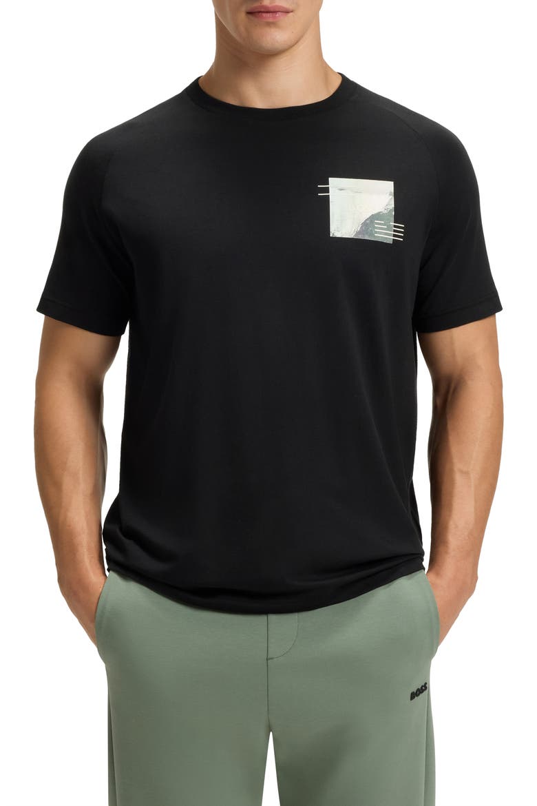 Stripe Zone Stretch Cotton Blend Graphic T-Shirt, Main, color, BLACK