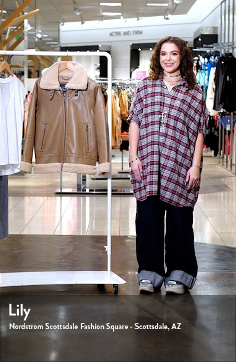 Relaxed Faux Shearling & Faux Leather Aviator Jacket, sales video thumbnail