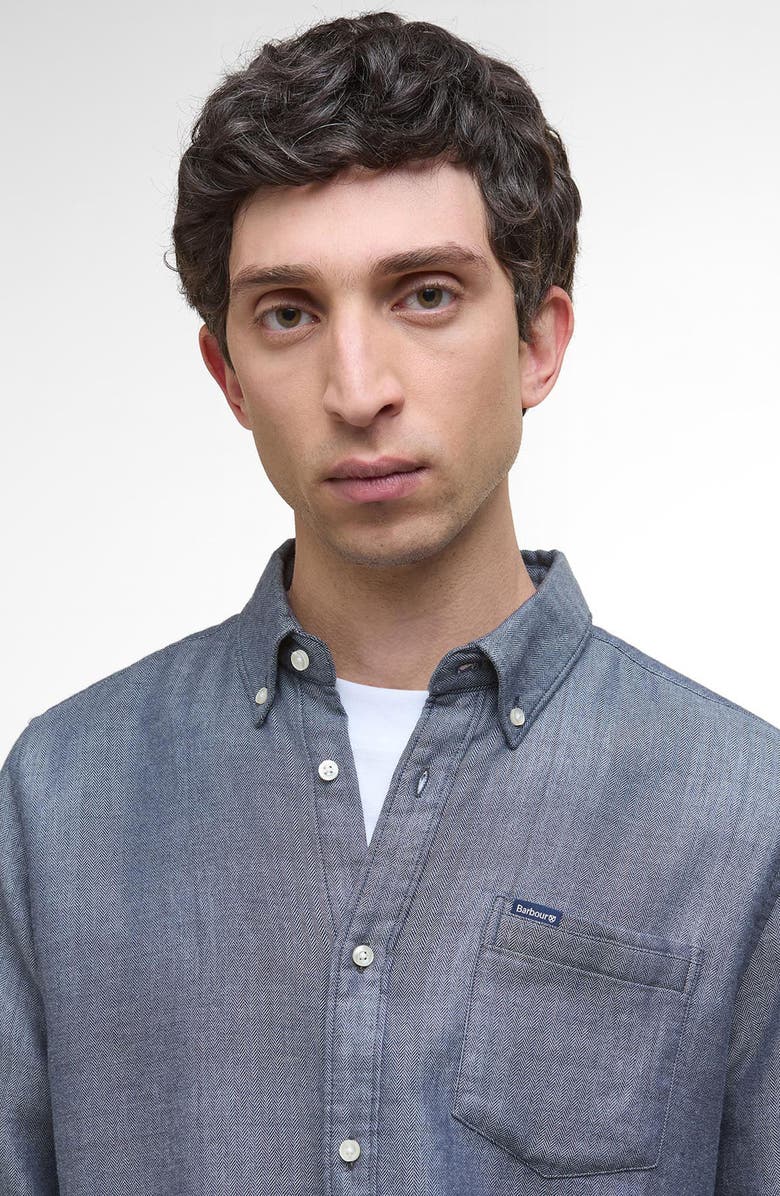Barbour Buckley Tailored Fit Cotton Herringbone Button-Down Shirt, Alternate, color,
