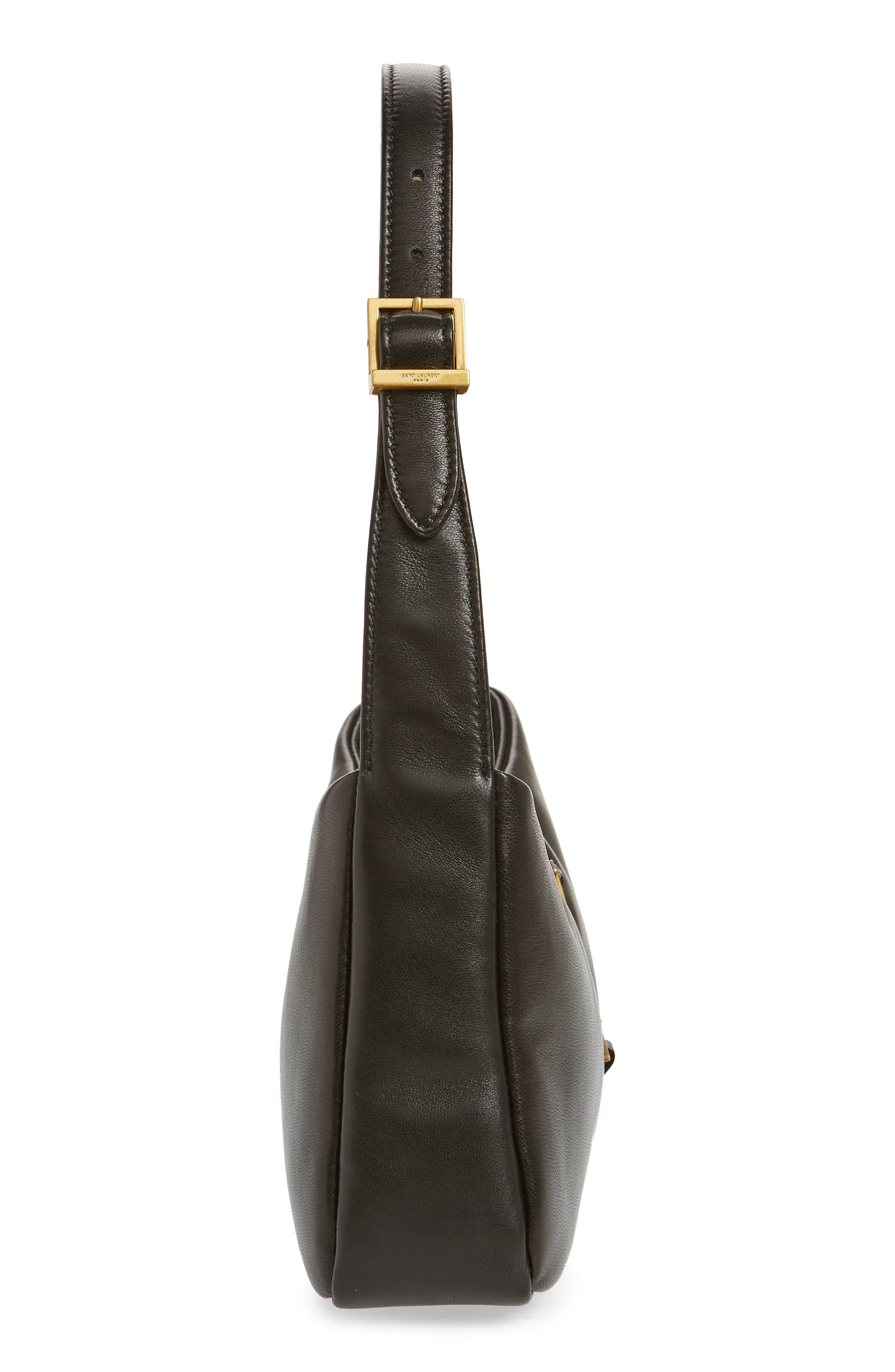 Saint Laurent Le 5 À 7 Padded Leather Hobo Bag, Alternate, color, Nero