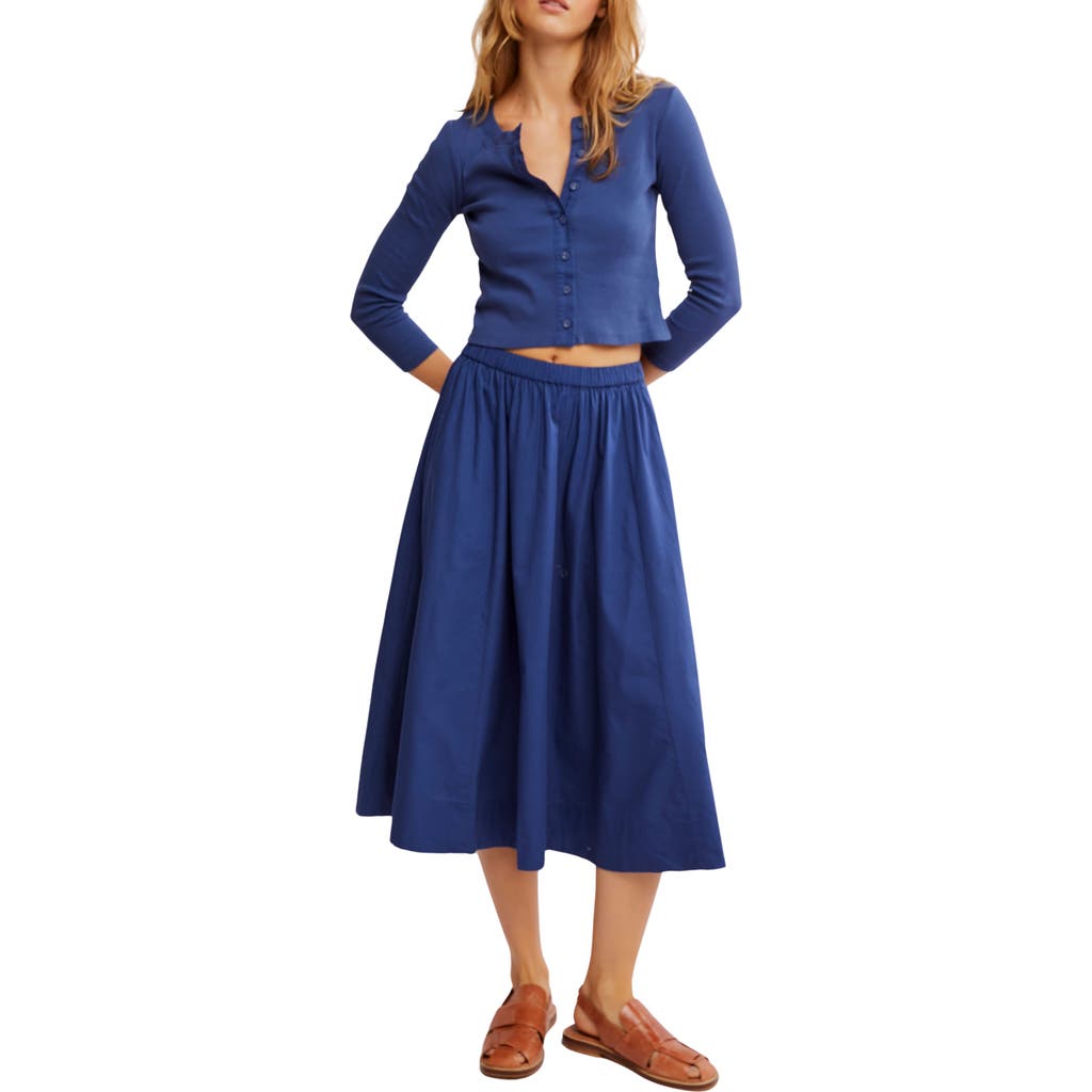 Shop Free People Perfect Tones Cardigan & Skirt In Navy Peony