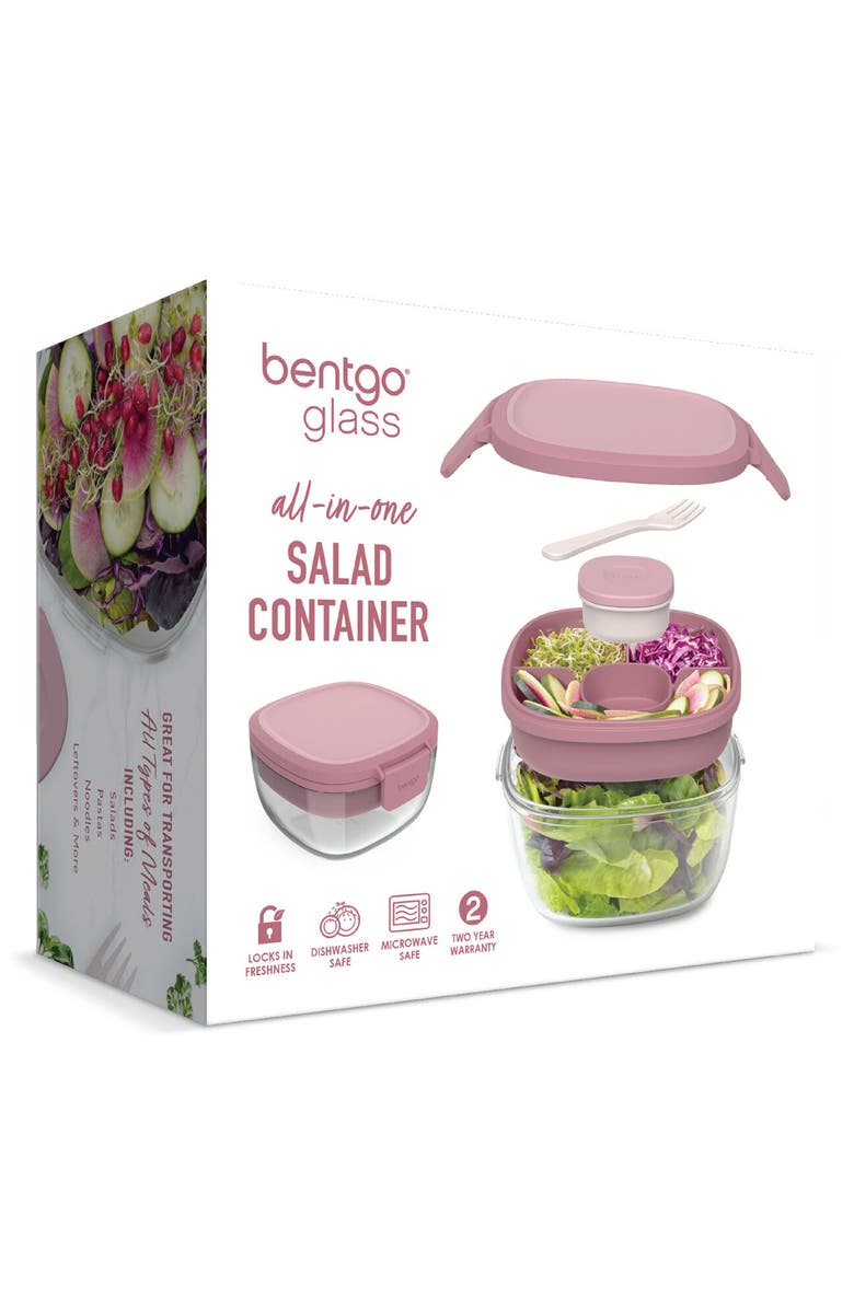 BENTGO Glass Leak Proof Dark Gray Salad Container, Main, color, Rose