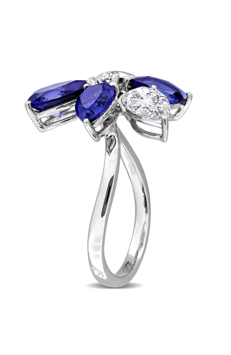 Julianna B. Lab-Created Sapphire & Diamond Cluster Ring 18k, Alternate, color, Sapphire