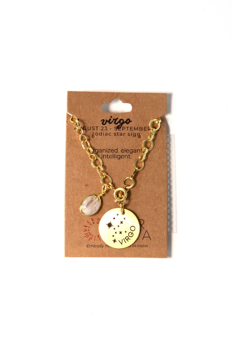 Zodiac Star Sign Necklace - Virgo, Main, color, Gold