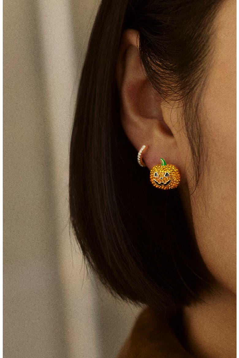 Gourd Lucky Charm Pumpkin Stud Earrings, Alternate, color, ORANGE