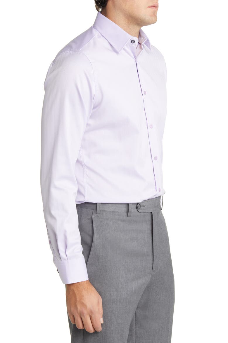 Men's Tailored Fit Herringbone Dress Shirt, Alternate, color, LILAC