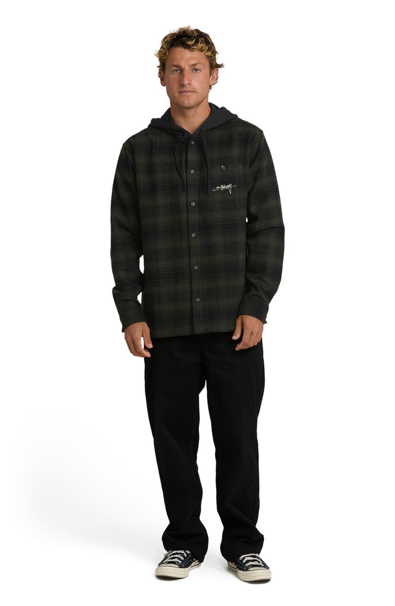 Billabong Baja Sur Plaid Hooded Cotton Flannel Button-Up Shirt, Alternate, color, 