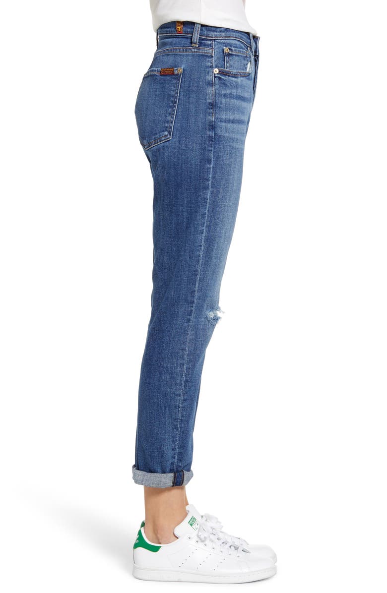 7 For All Mankind <sup>®</sup> Josefina High Waist Ripped Crop Jeans, Alternate, color,