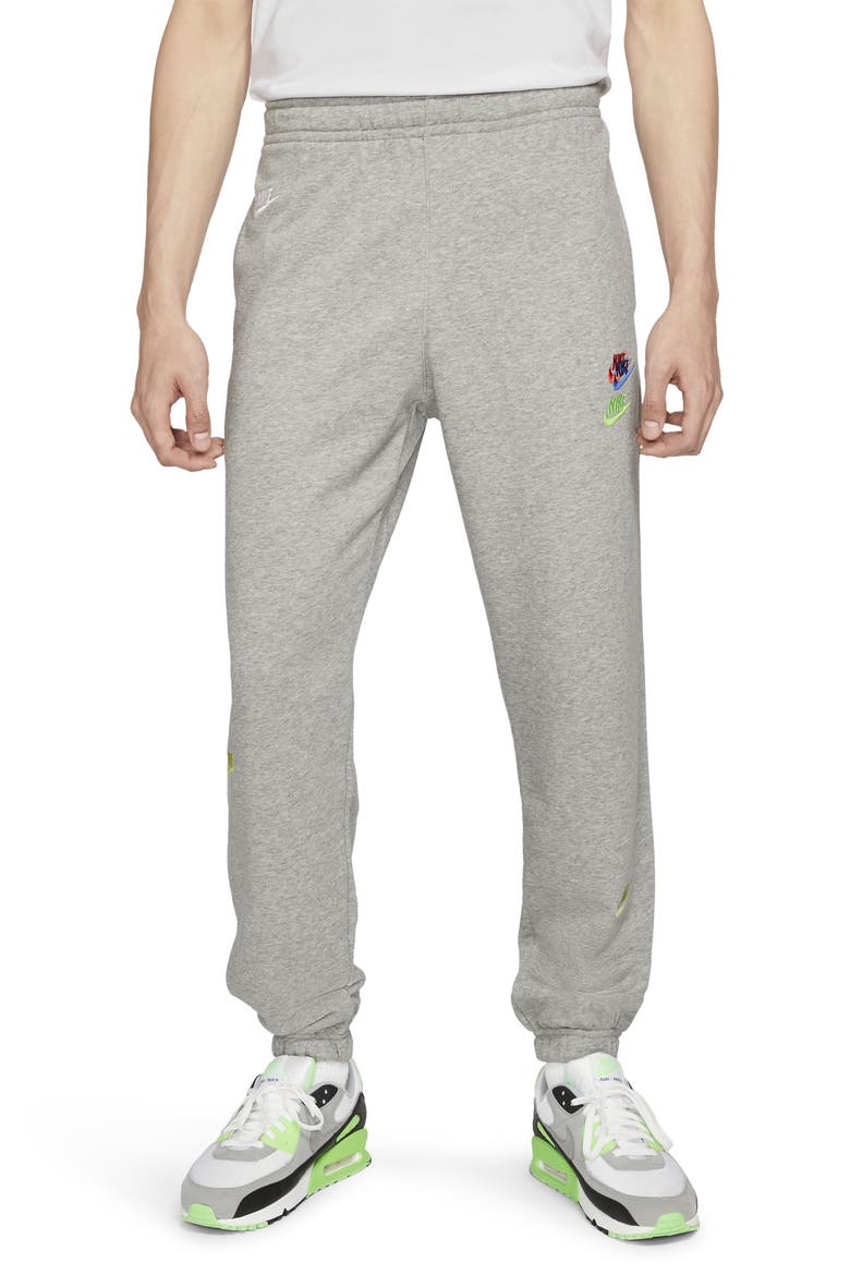 Sportswear Essentials+ Embroidered Swooshes Sweatpants, Main, color, DARK GREY HEATHER/ BASE GREY