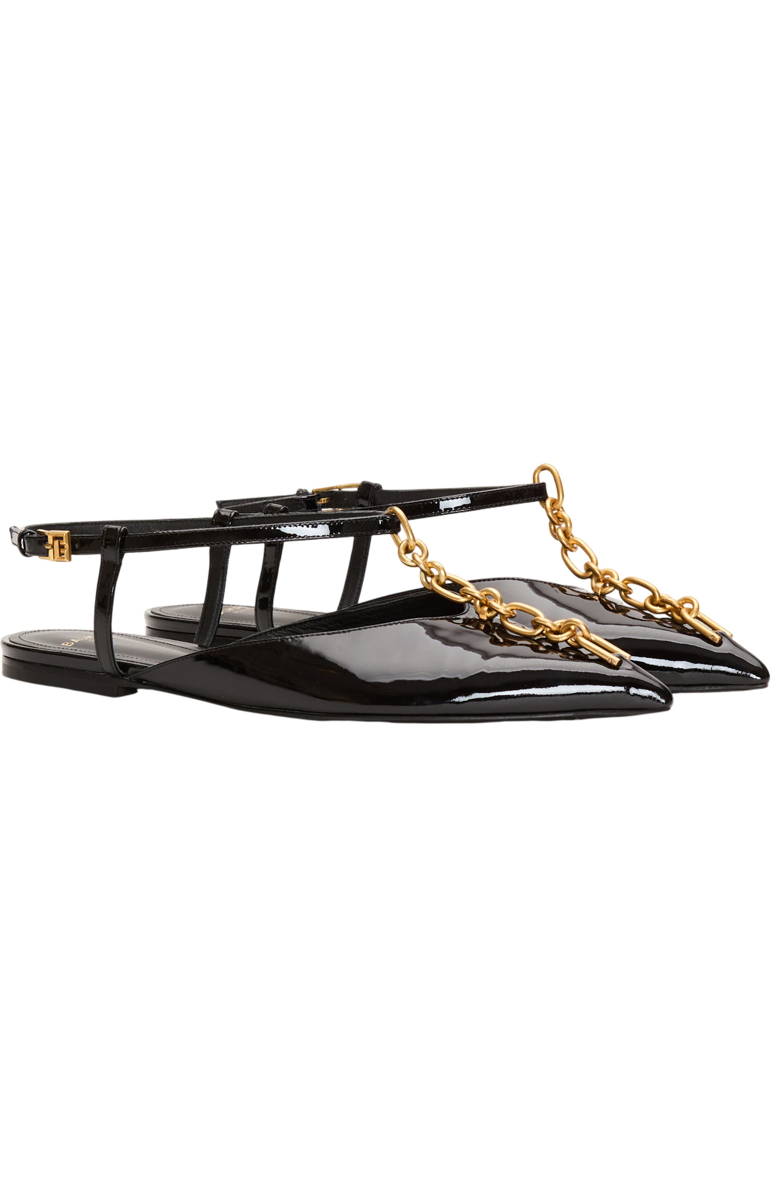 Sync chain sandals in patent leather, Main, color, black