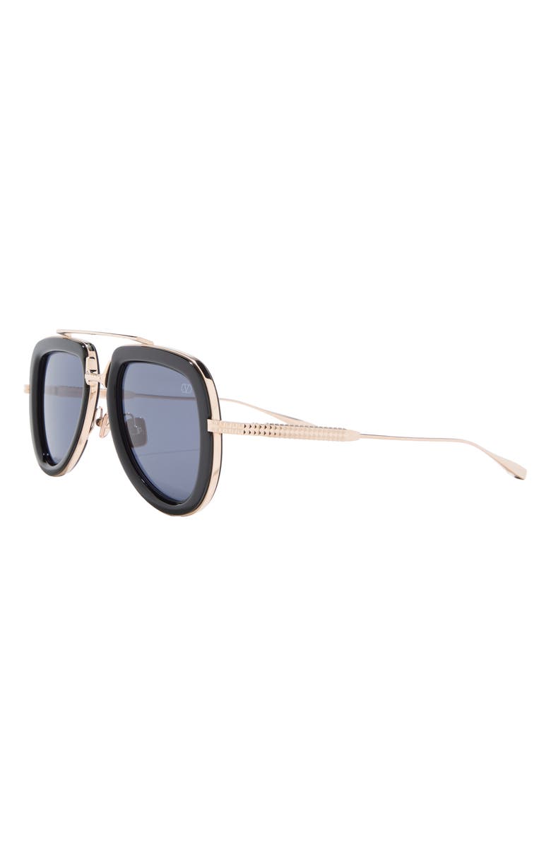 Valentino 50mm Aviator Sunglasses, Alternate, color, Black Gold Grey