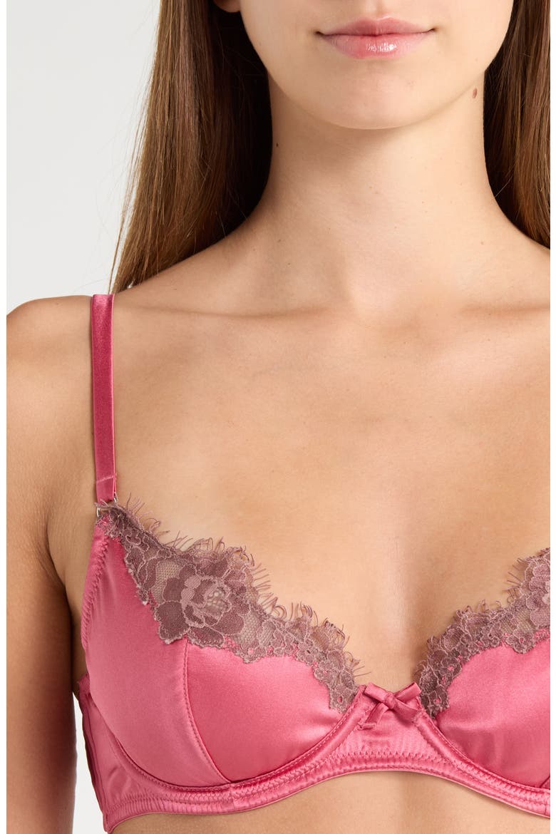 Juliet Lace Trim Underwire Silk Blend Demi Bra, Alternate, color, FRAISE