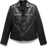 MANGO Leather Blazer