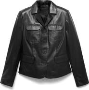 MANGO Leather Blazer