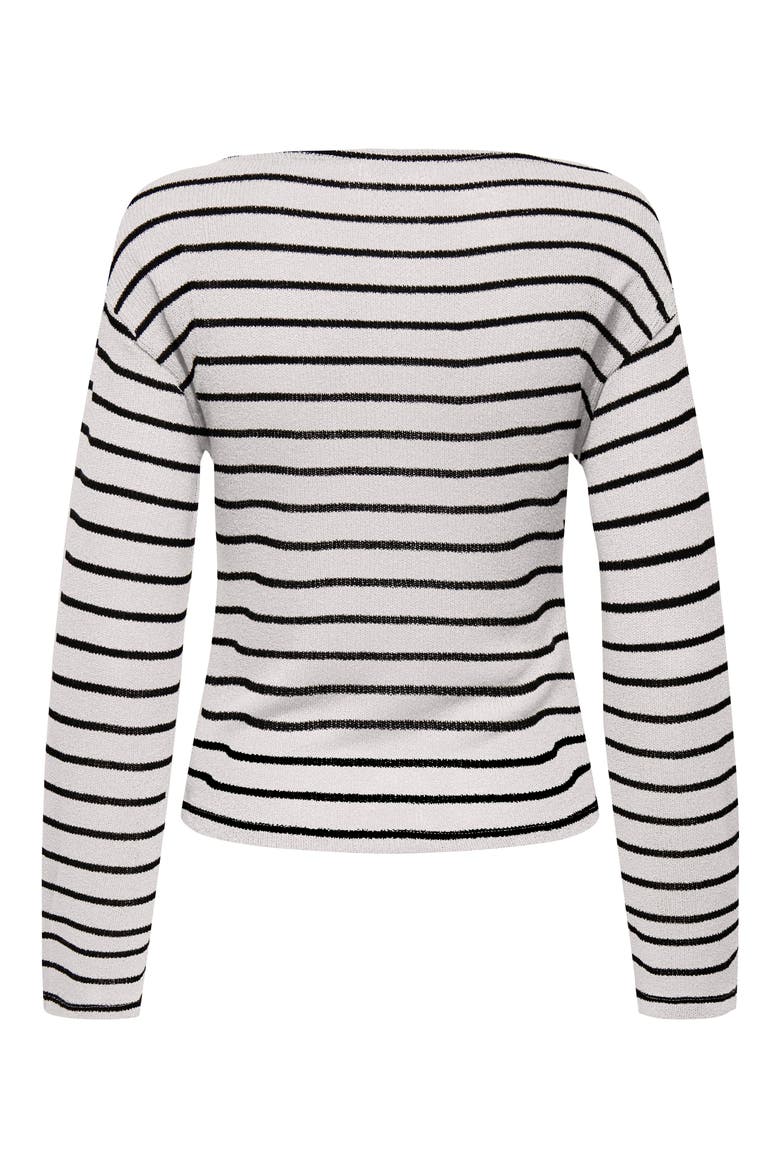 Spezia Life Boat Neck Top, Alternate, color, CLOUDDANCER/ BLACK STRIPES