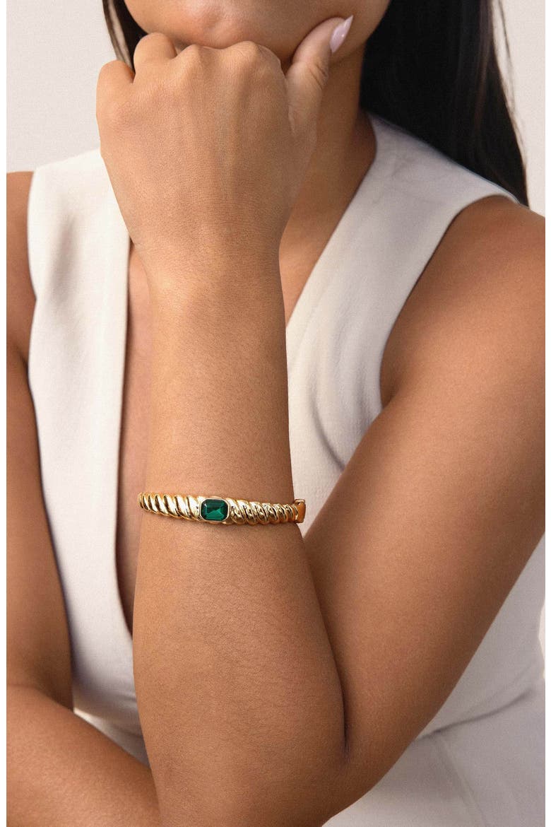 Twisted Baguette Cuff Bracelet, Alternate, color, GREEN
