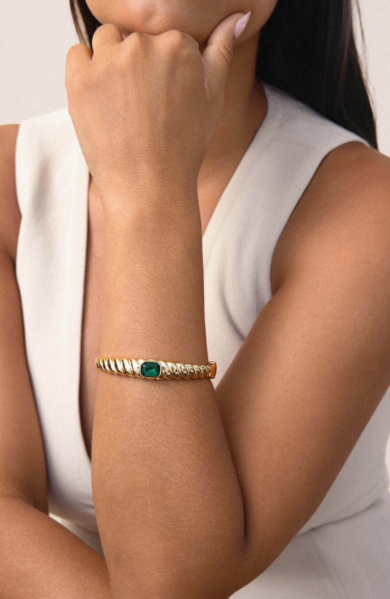 Ettika Twisted Baguette Cuff Bracelet, Alternate, color, Green