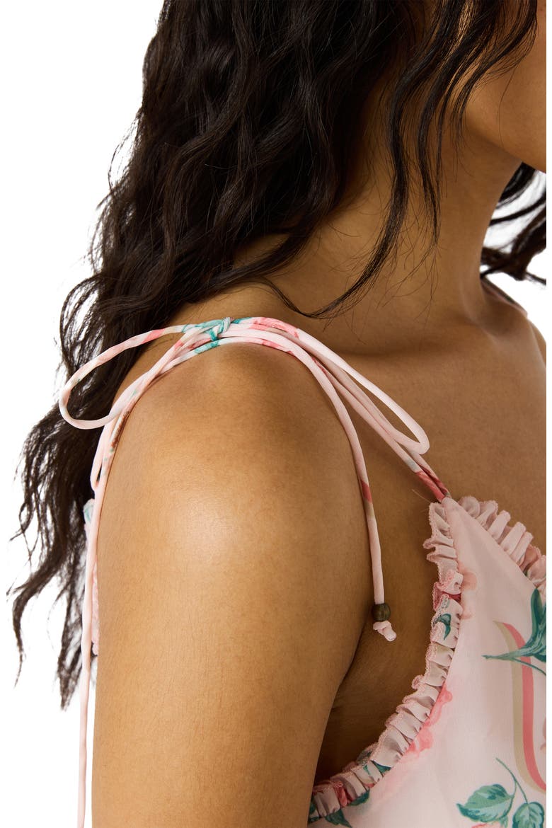 Ilara Floral Ruffle Detail Maxi Dress, Alternate, color, PEACH ROMANCE