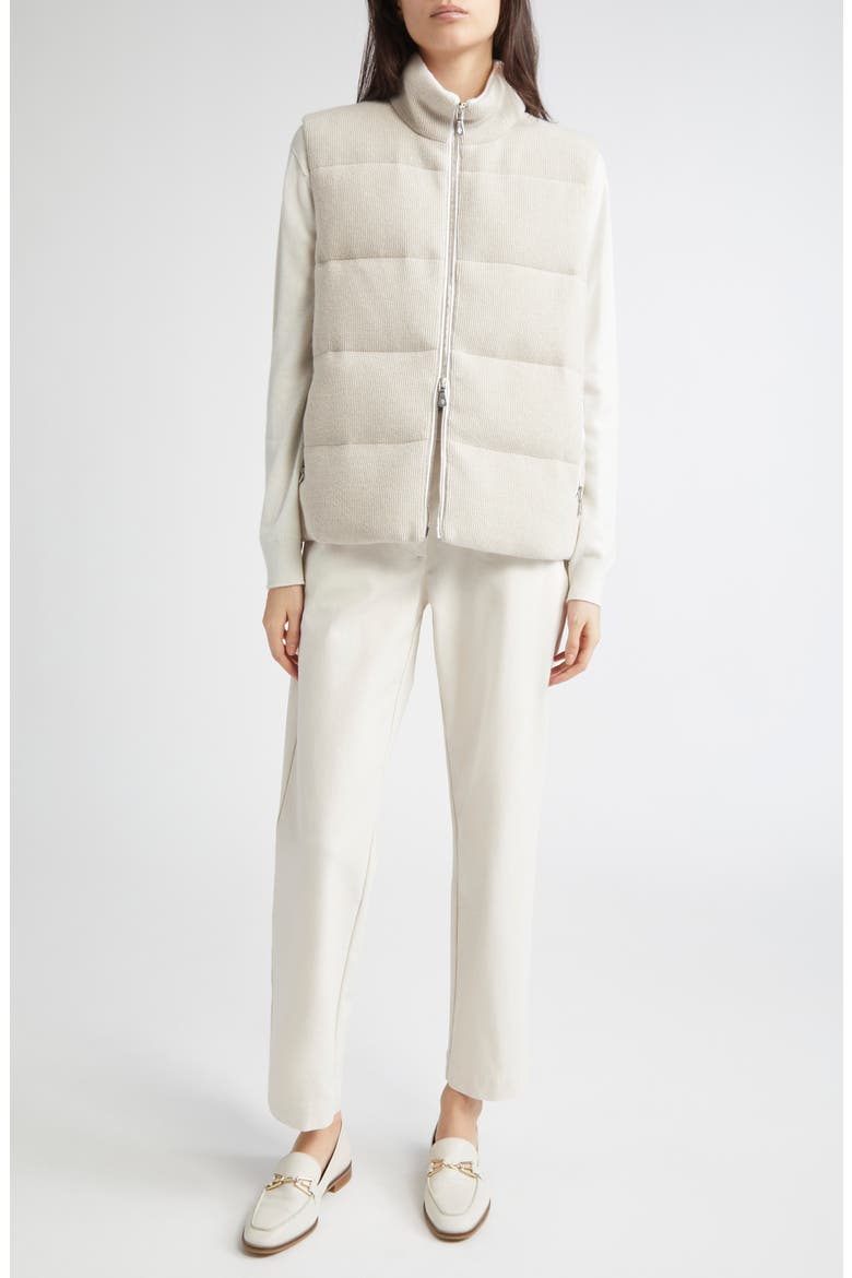Sparkle Quilted Down Vest, Alternate, color, OFF WHITE