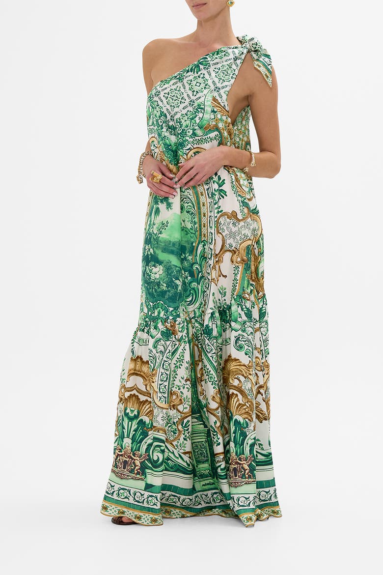 Tie One Shoulder Dress Corridor Of Calm, Alternate, color, Corridor Of Calm