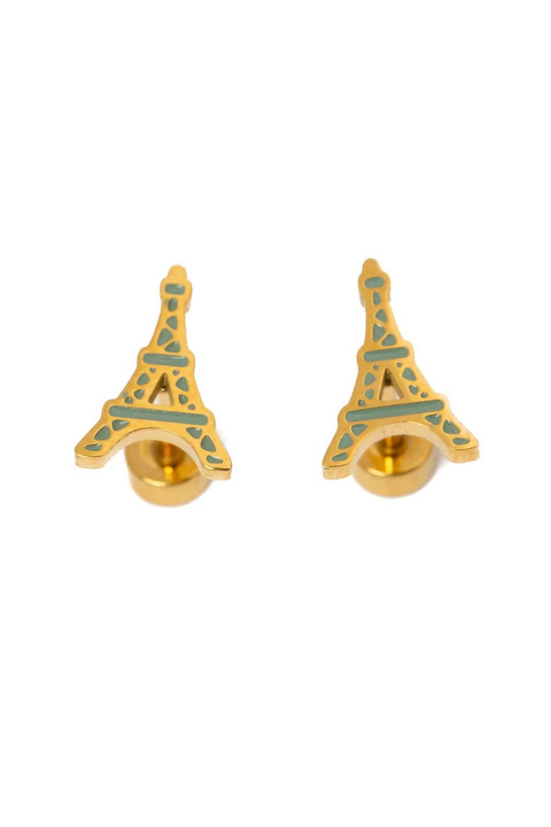 Eiffel Tower Stud Earrings, Main, color, Gold