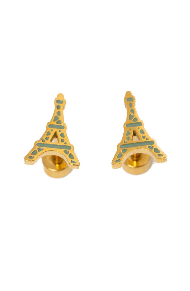 Pip Pop Eiffel Tower Stud Earrings, Main, color, Gold