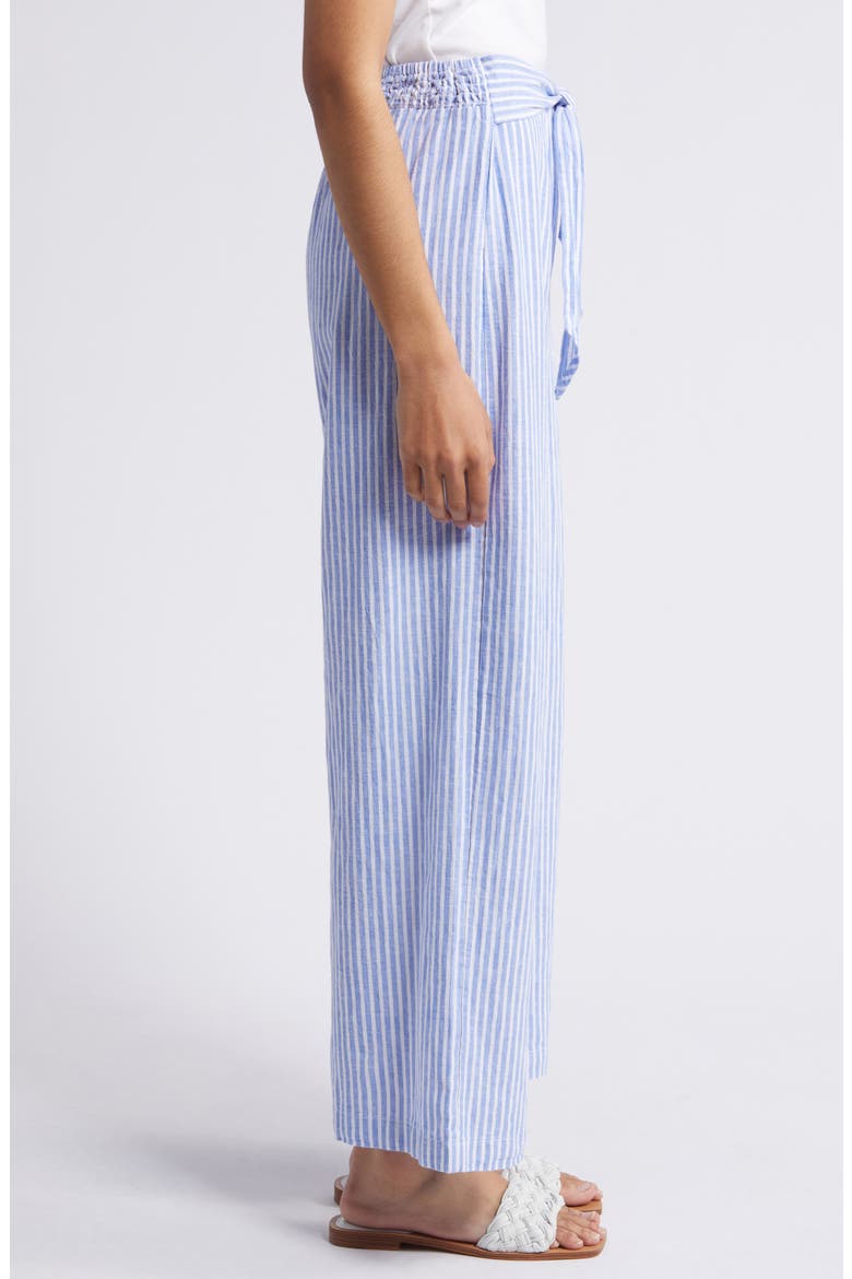 Florencia Stripe Linen & Cotton Pants, Alternate, color, AQUATINI