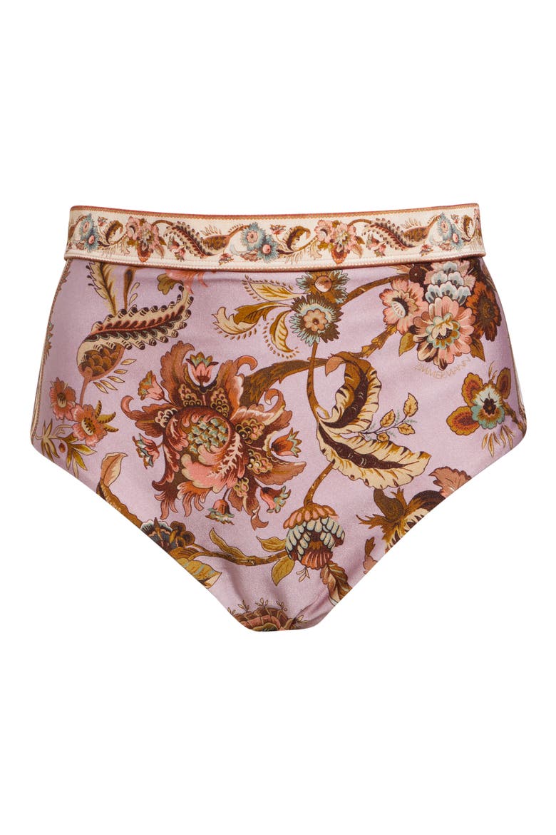 Aster High Waist Bikini Bottoms, Alternate, color, MAUVE JACOBEAN