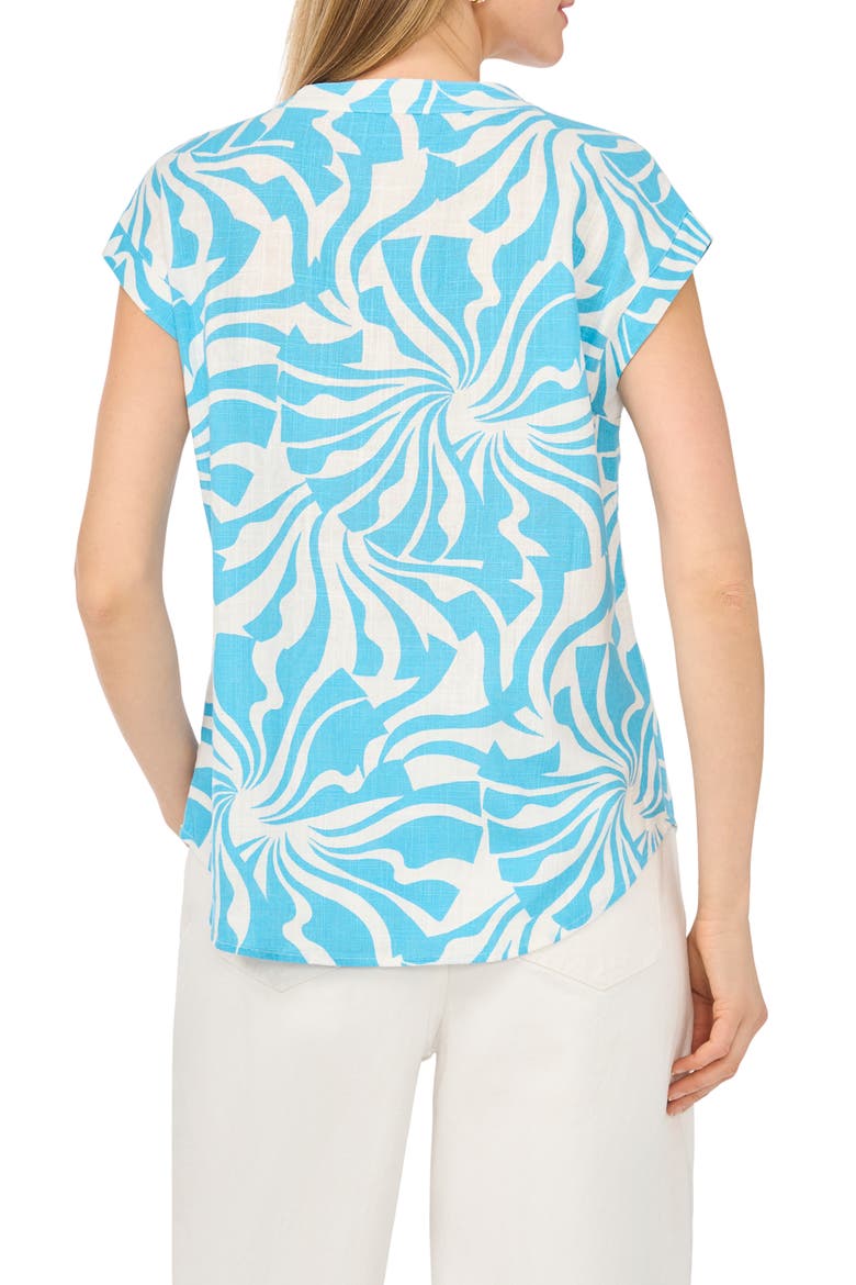 Split Neck Cap Sleeve Top, Alternate, color, NILE BLUE