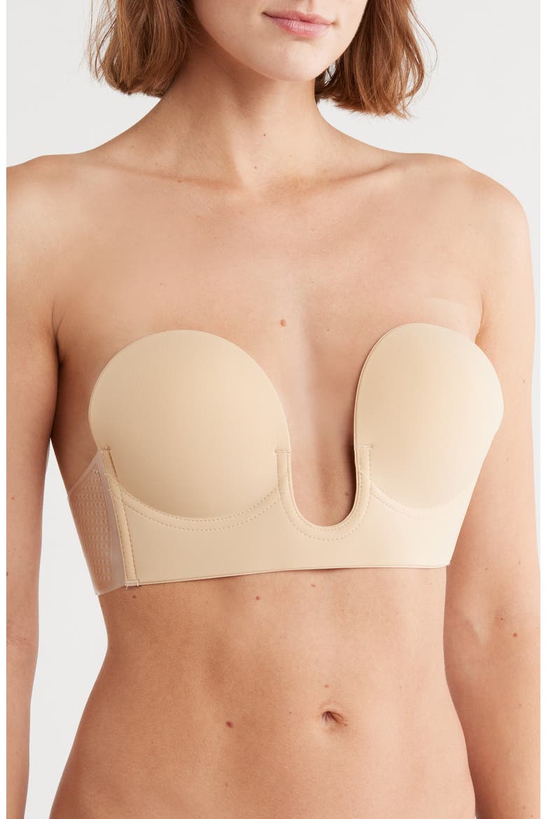Backless Strapless Adhesive Underwire Bra, Main, color, BEIGE