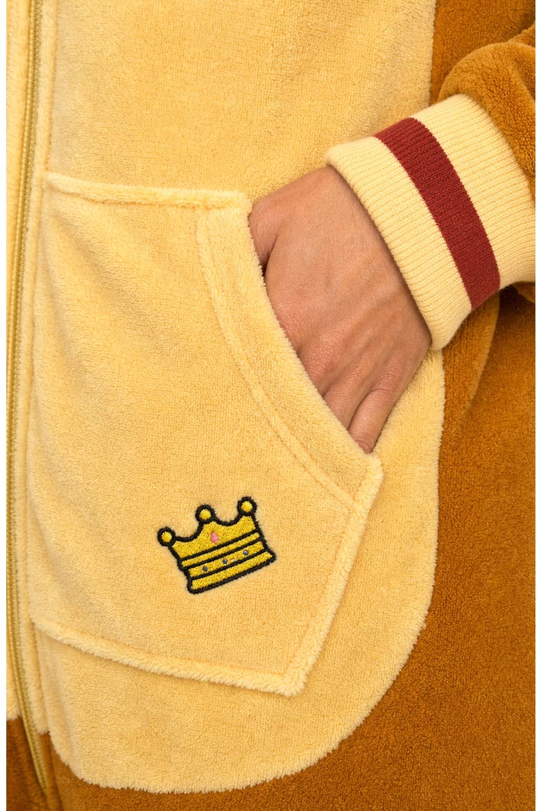 Lion Hooded Fleece Jumpsuit, Alternate, color, ORANGE