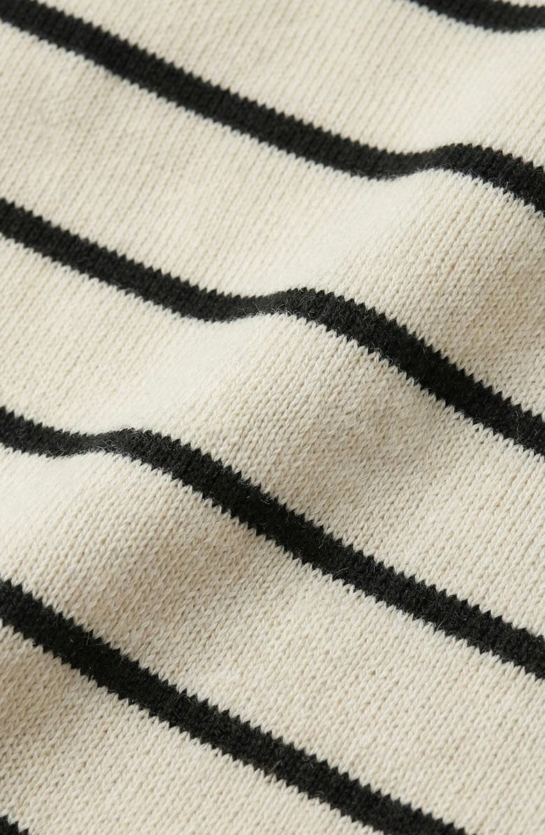 Modenaire Striped Knit Denim Trim Cardigan, Alternate, color, Cream / Navy Blue