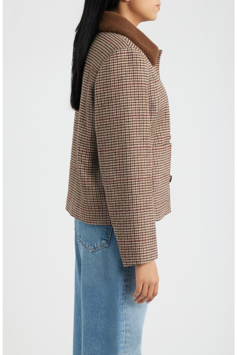 Houndstooth Jacket with Faux Shearling Collar, Alternate, color, MULTI HOUNDSTOOTH