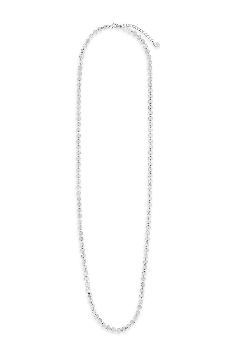 Round Disc Long Chain Necklace, Alternate, color, SILVER