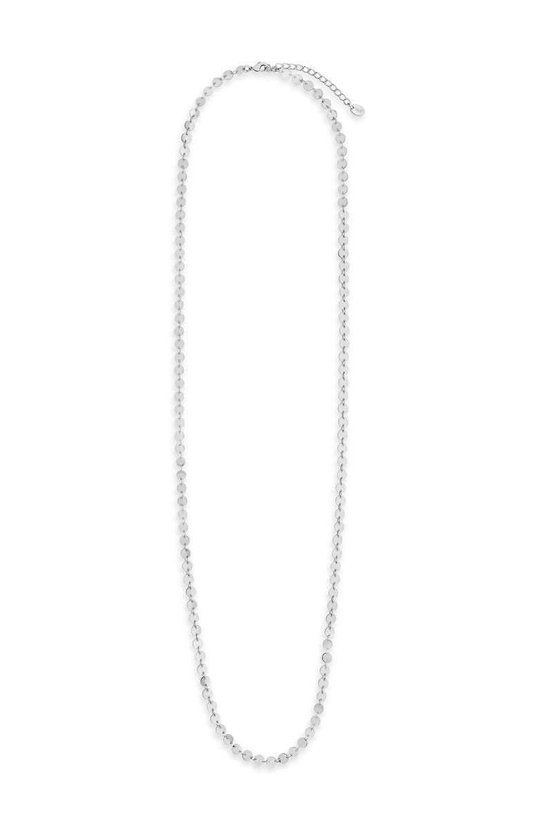 Sterling Forever 14K Yellow Gold Plated Round Disc Long Chain Necklace, Alternate, color, Silver