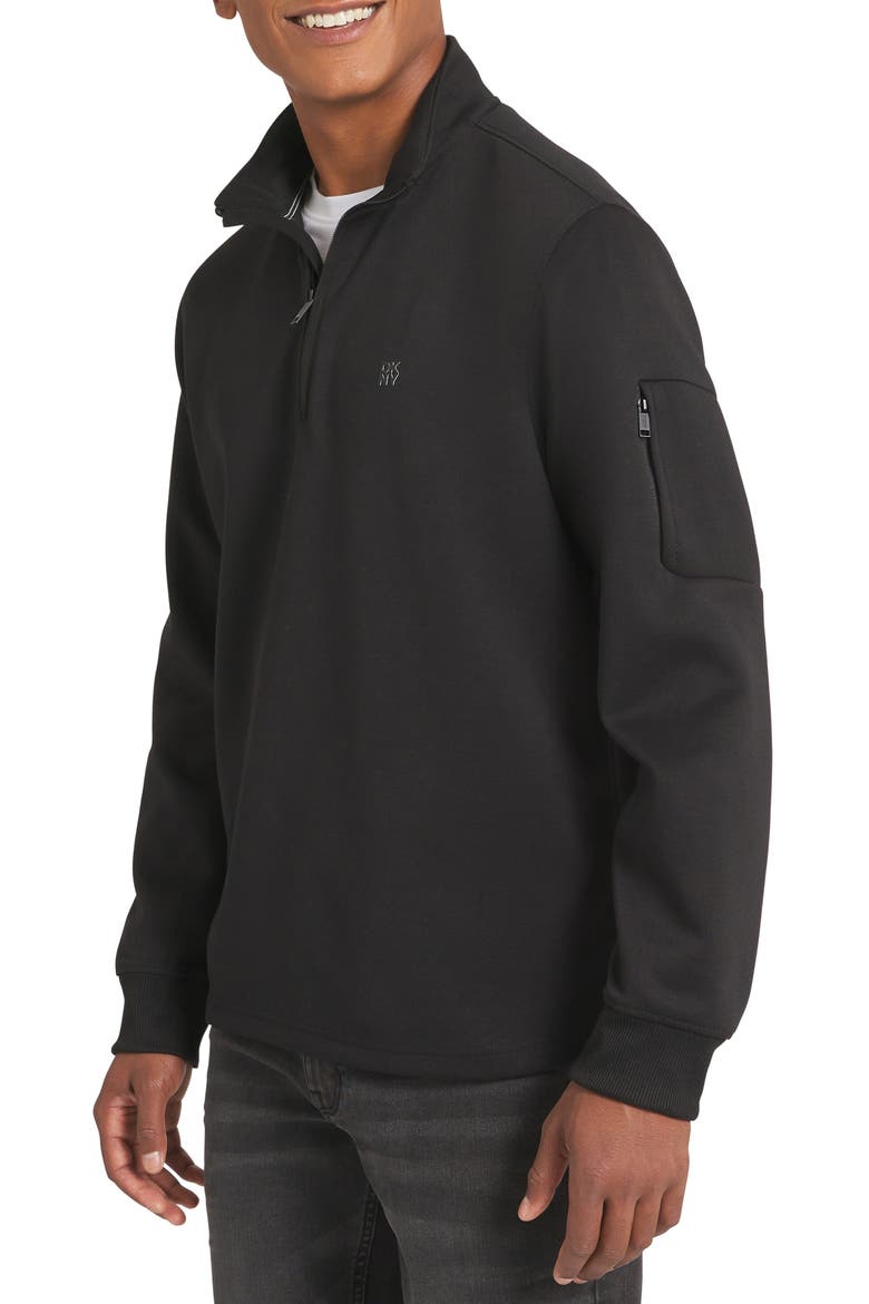 Noah Quarter Zip Sweater, Alternate, color, BLACK
