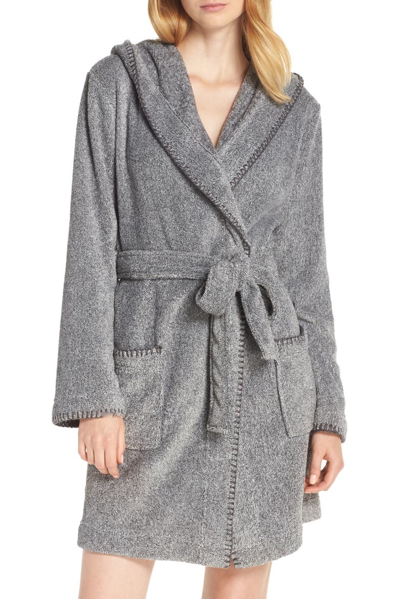 Starry Night Plush Short Robe, Main, color, GREY PHANTOM