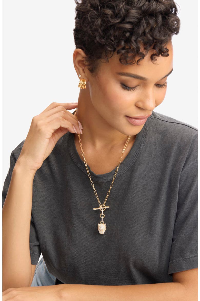 Jaguar Samantha Link Chain Necklace, Alternate, color, GOLD-WHITE