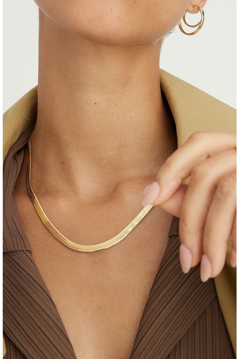 Bold Herringbone Chain Necklace, Alternate, color, 18k Gold Vermeil