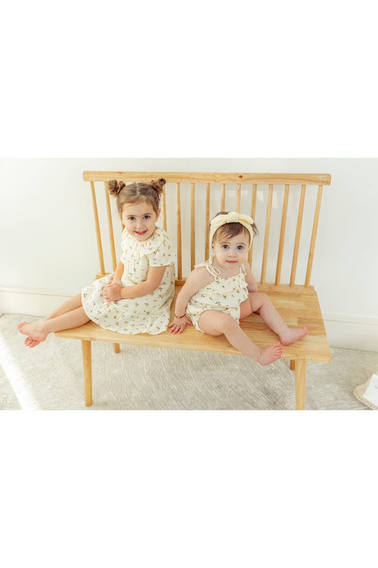 Cotton Lace Neckline Floral Printed Dress, Alternate, color, Off White