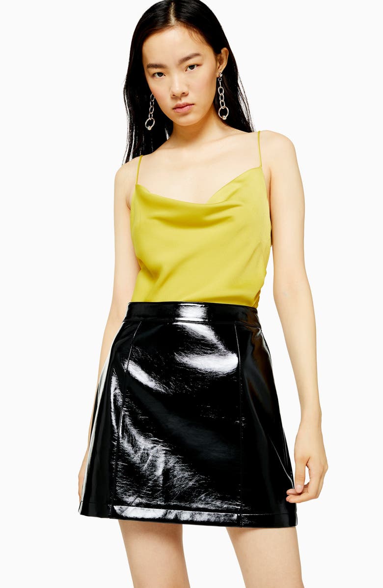 Topshop High Waist Vinyl Miniskirt, Alternate, color, 