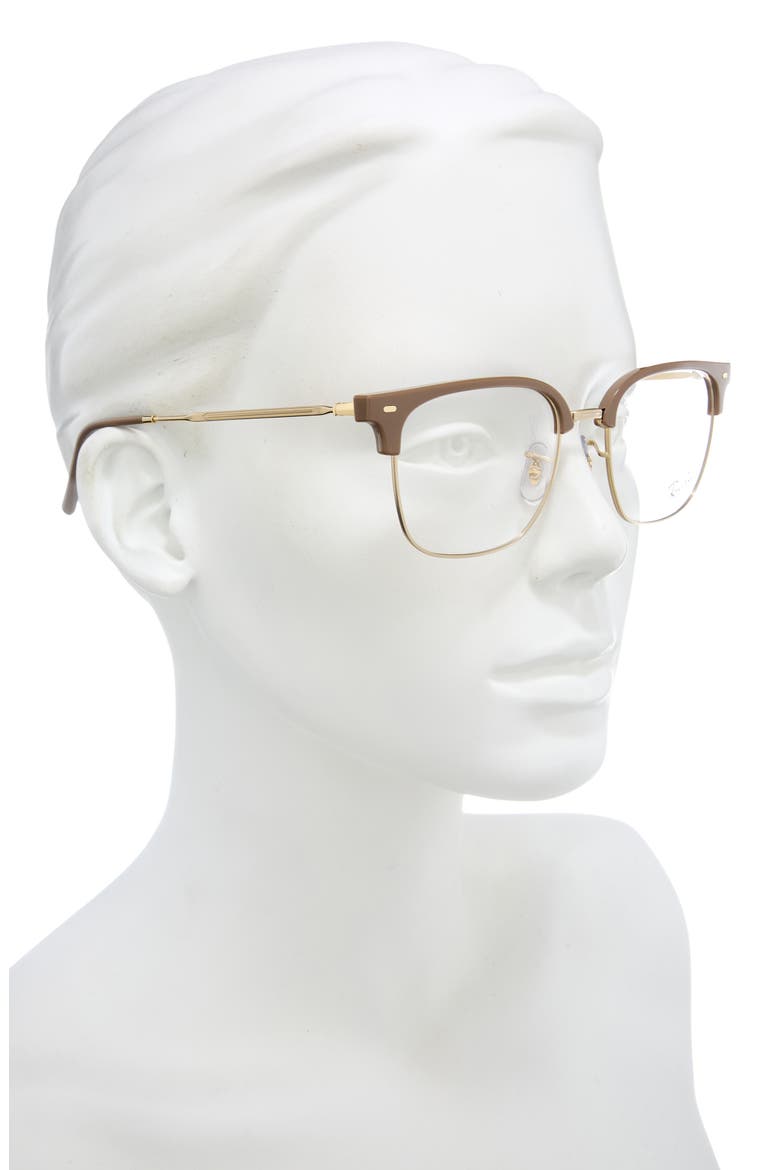New Clubmaster 53mm Square Optical Glasses, Alternate, color, BEIGE